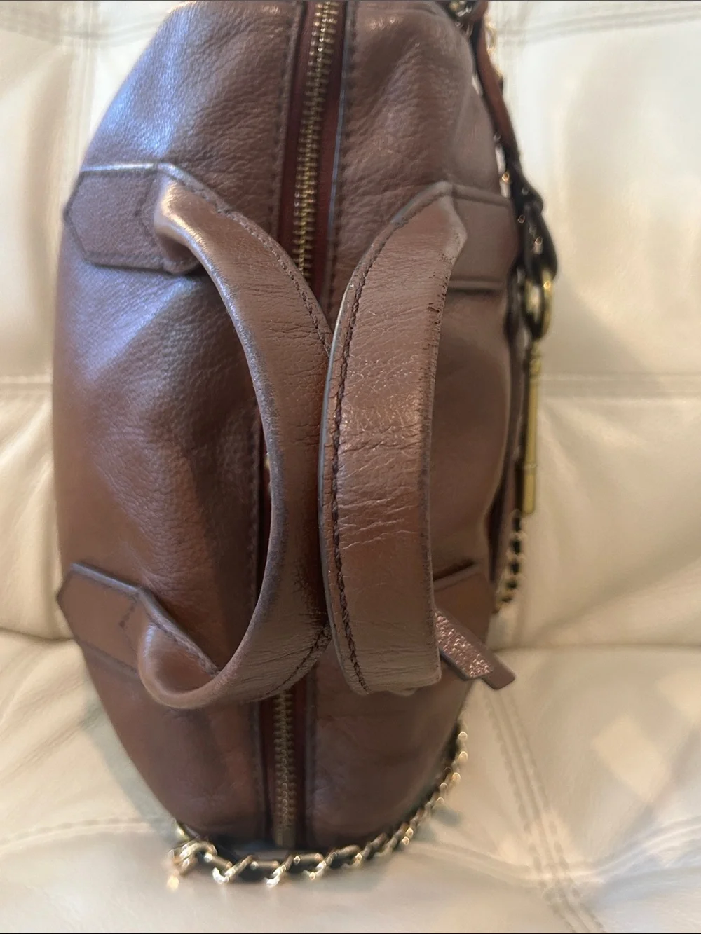 Fossil Fiona Vintage Dark Brown Leather Satchel w/Fossil Madison Long Wallet